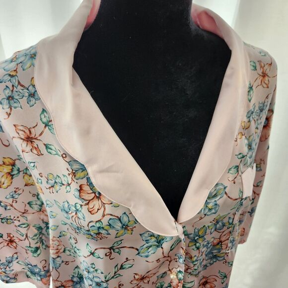 Vintage Satin Nightgown Lauren Alexandra Intimates Floral Pearl Sleep Shirt Vtg - Picture 5 of 12